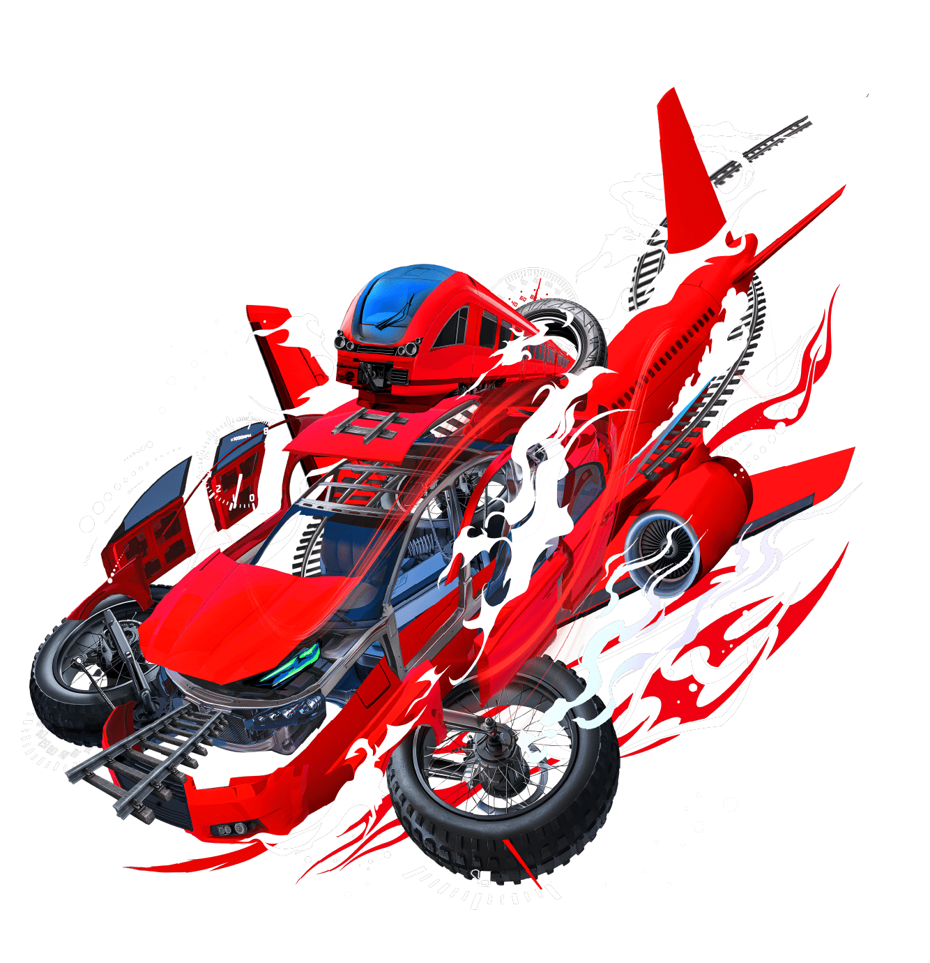 先進的な赤い乗り物